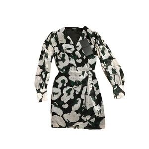 The Kooples FR 0 US XS women’s floral mini dress long sleeve white green black